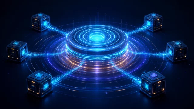 Disco de almacenamiento luminoso que aumenta de tamaño mientras mantiene conexiones activas con seis nodos de cómputo