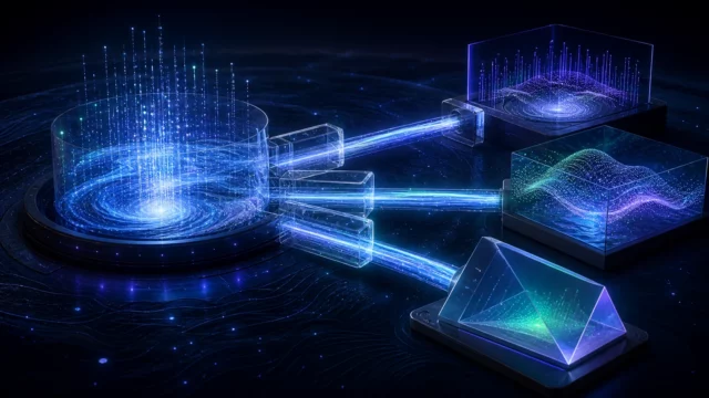 Un único depósito de telemetría conecta mediante conductos transparentes con varios destinos analíticos