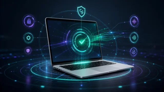 Portátil protegido por un sistema visual de evaluación y verificación de cumplimiento